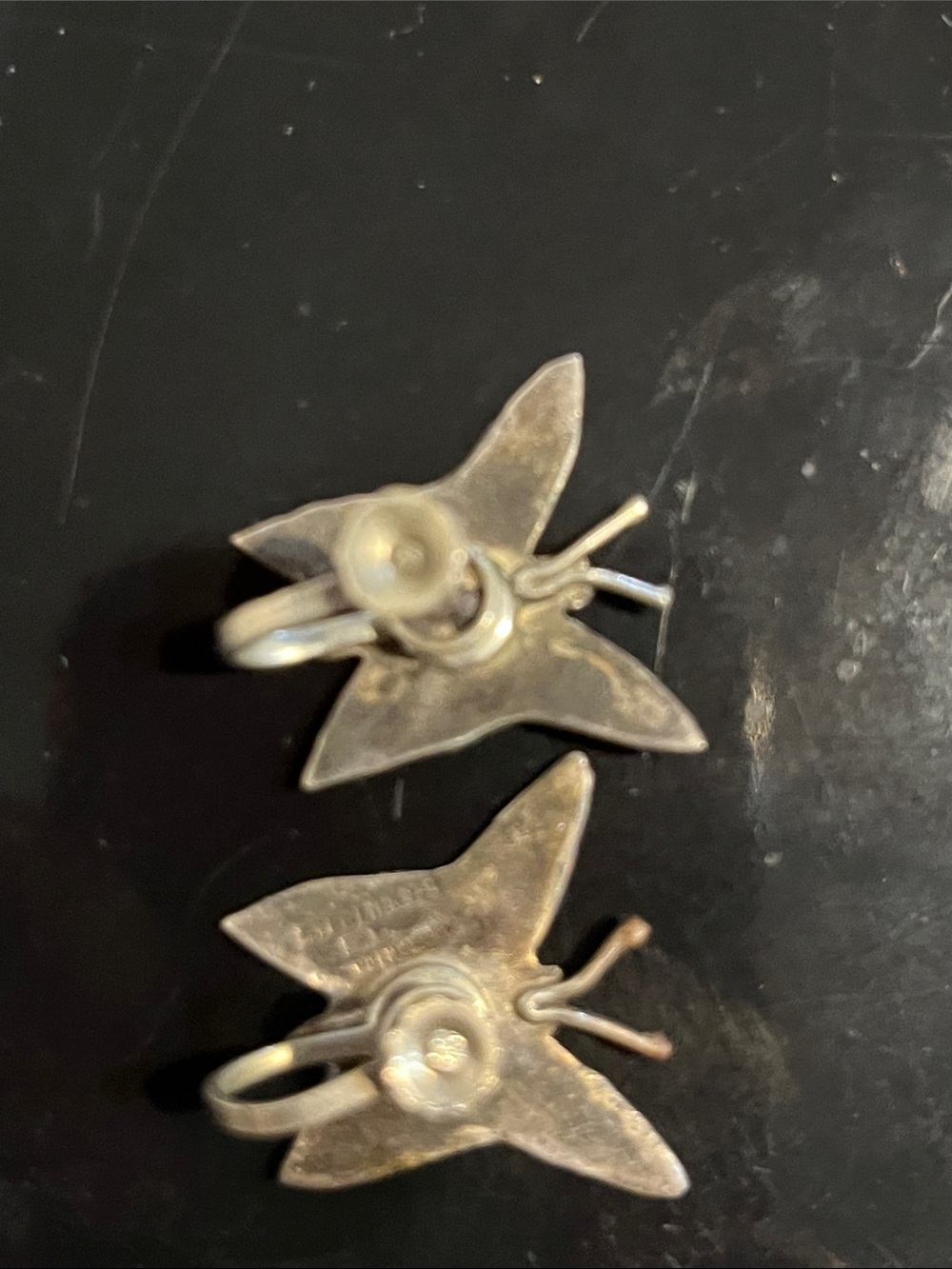 Vintage Sterling Silver Abalone Butterfly Screw Back Earrings - Picture 3 of 9
